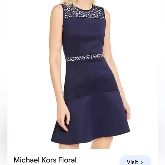 Michael Kors, Embellished Fit & Flare Dress True Navy,Excellent Condition.Size M - Picture 4 of 13